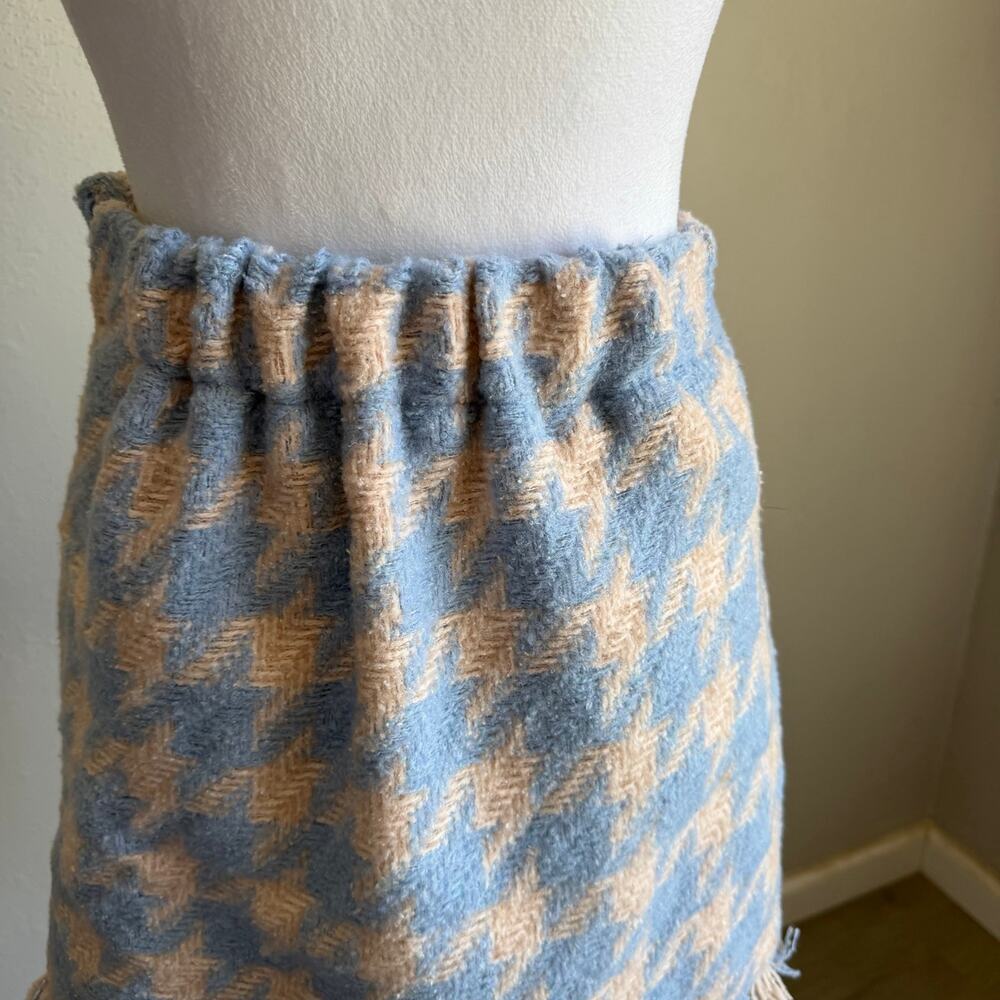 Storets Lori Houndstooth 2 Piece Set Sky Blue Pink Wool Cardigan Skirt Womens M - Picture 9 of 10